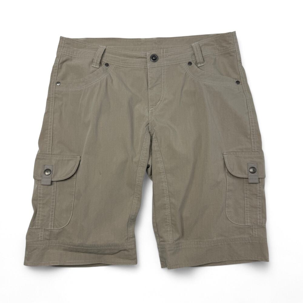 Kuhl Cargo Shorts Womens 10 Khaki Tan Outdoor Hiking Utility Pockets Stretch
